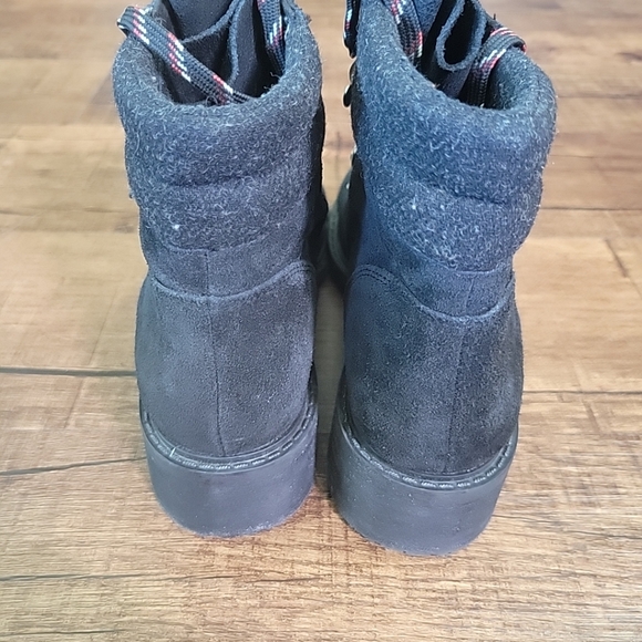 SAM EDELMAN Ankle Boots Womens 7 Black Suede Combat Lace Up New Without Box Wool - Picture 2 of 9